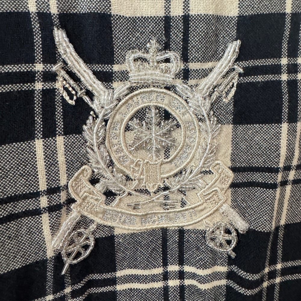 Ralph Lauren Cotton Wool Plaid Slim Fit Shirt Beaded Crest Brown Preppy Academia - Picture 7 of 11
